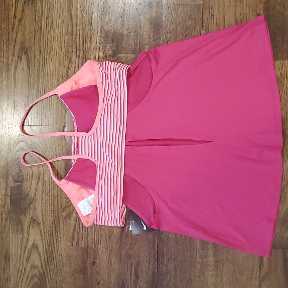 Womens Nike pink and white tankini swim top size M - Picture 3 of 6